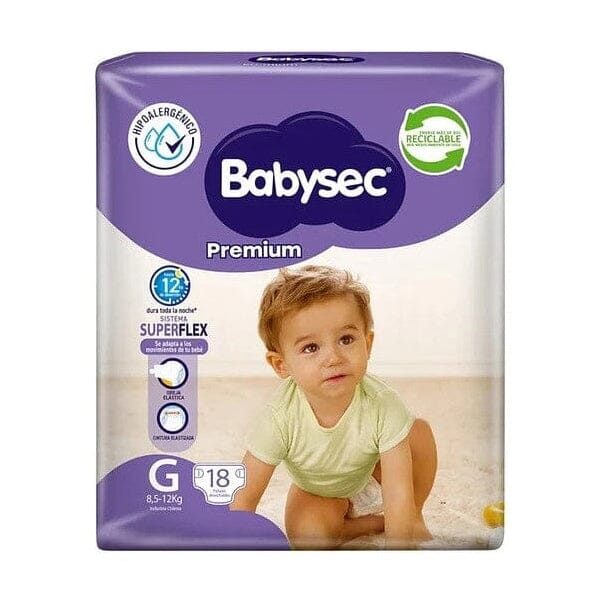 Babysec premium talla G x 18 pañales Softys